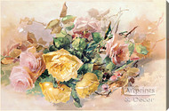 Pink & Yellow Roses by Franz Bischoff - Stretched Canvas Art Print