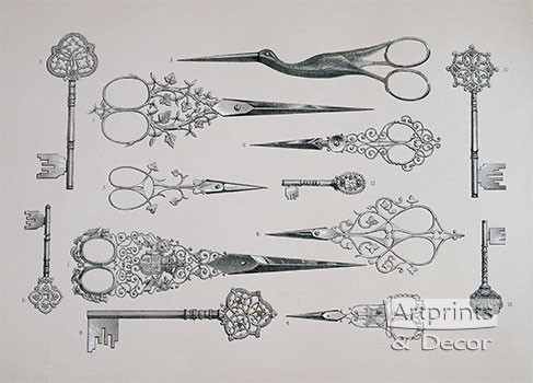 Scissors & Keys - Framed Art Print