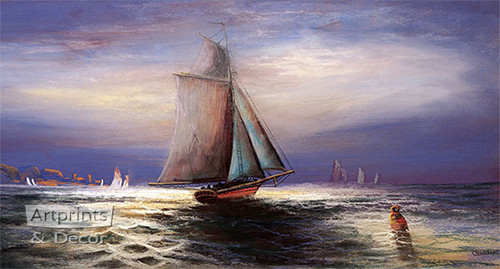 Moonlight Sail by William Henry Chandler - Framed Art Print