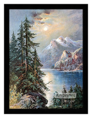 Moonlit Mountain Lake - Framed Art Print