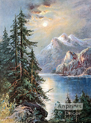 Moonlit Mountain Lake by William Henry Chandler - Art Print