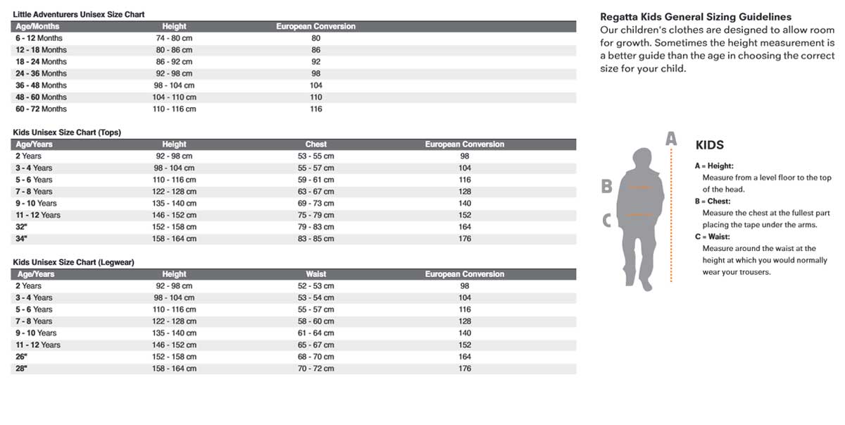 regatta clothing size guide cherry tree country clothing champion youth size chart