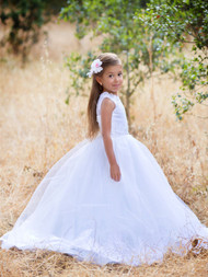 White Special Occasion Pageant Lace Flower Girl Dress Baby Baptism Dress