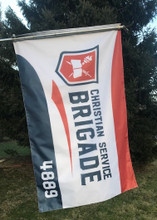 Front of double sided flag, side grommets