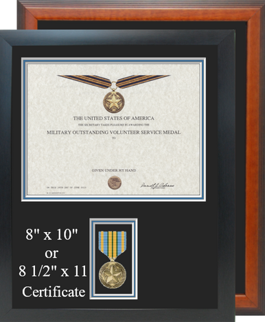 Military Outstanding Volunteer Service Certificate Frame