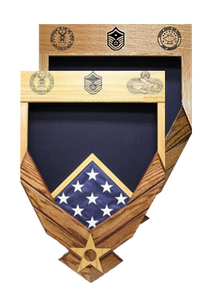 Air Force Logo Laser Top Shadow Box with Flag Window