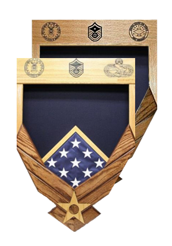 Air Force Logo Laser Top Shadow Box with Flag Window