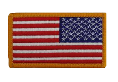 U.S. Flag Patch Reversed w/hook closures-gold edge- color