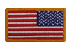 U.S. Flag Patch Reversed w/hook closures-gold edge- color