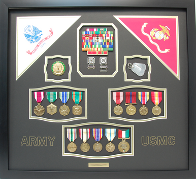 Dual Service U.S. Army U.S.M.C. Shadow Box Display