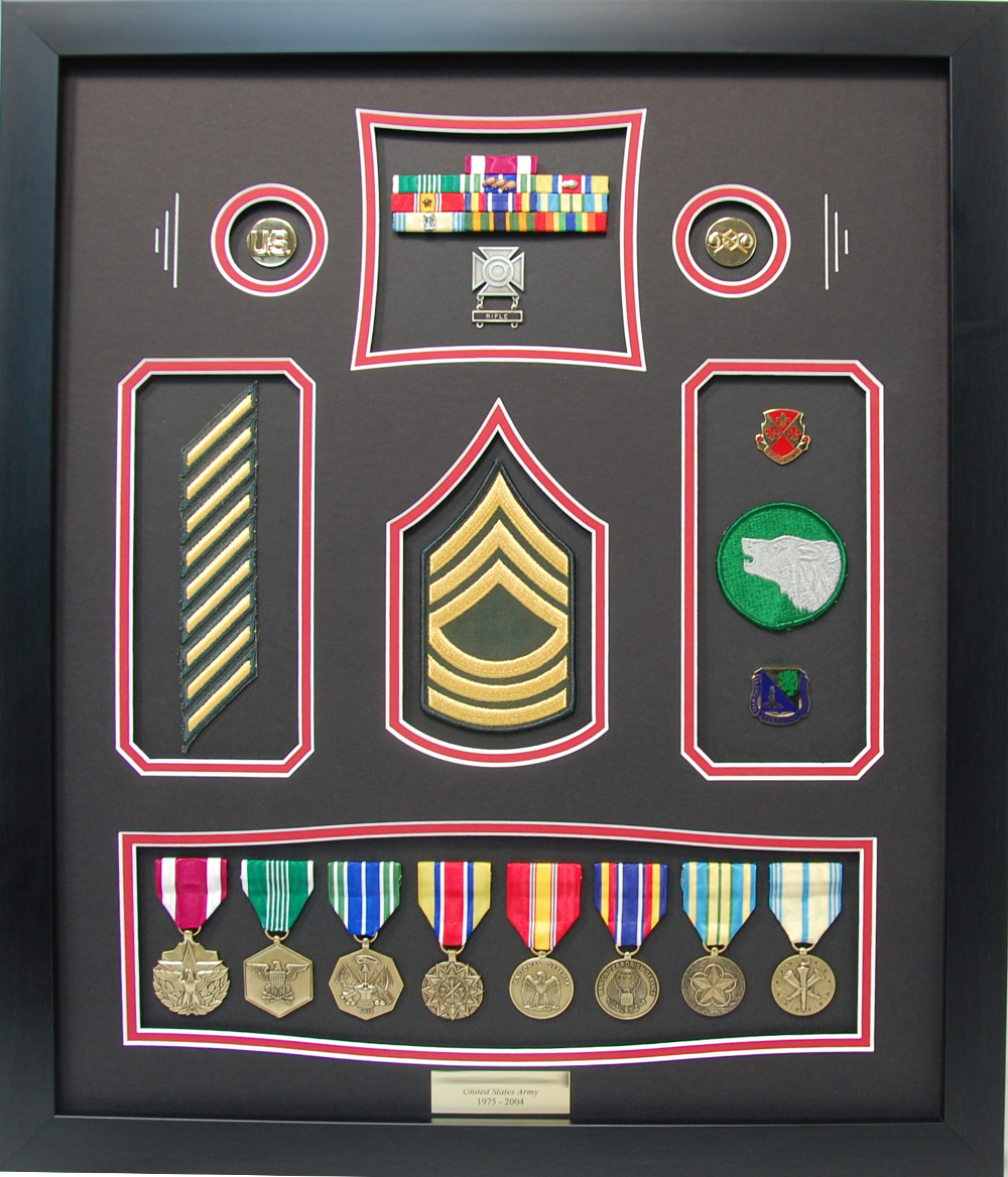 U.S. Army MSG Shadow Box Display