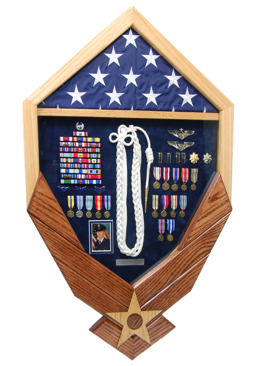 U.S. Air Force Wings Shadow Box Display with Flag