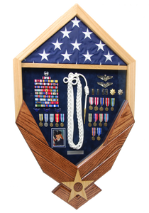 U.S. Air Force Wings Shadow Box Display with Flag