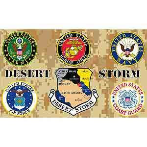Flag- All US Military Branches, Desert Storm 3’ x 5’