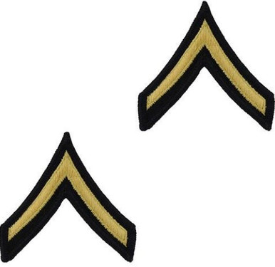 Army Chevron: Private - gold embroidered on blue, male