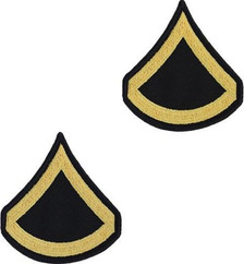 Army Chevron: Private First Class - gold embroidered on blue, male