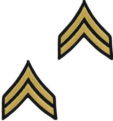 Army Chevron: Corporal - gold embroidered on blue, male