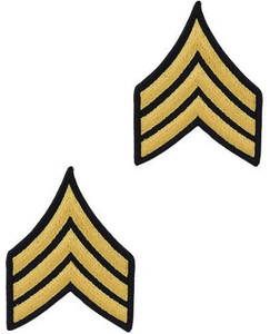 Army Chevron: Sergeant - gold embroidered on blue, male