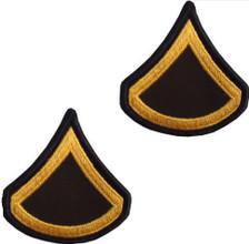 Army Chevron: Private First Class - gold embroidered on green, male