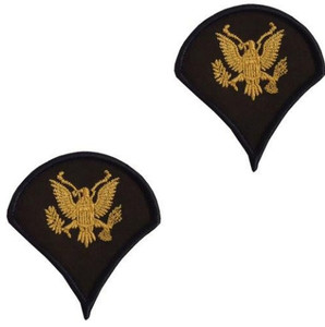 Army Chevron: Specialist 4 - gold embroidered on green, male