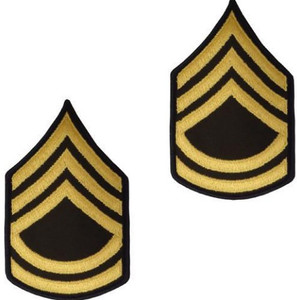 Army Chevron: Sergeant First Class - gold embroidered on green, male