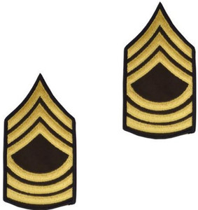 Army Chevron: Master Sergeant - gold embroidered on green, male