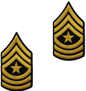 Army Chevron: Sergeant Major - gold embroidered on green, male