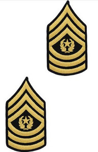 Army Chevron: Command Sergeant Major - gold embroidered on green, male