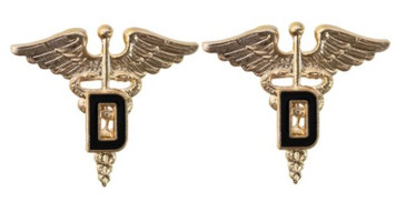 Army Officer Branch of Service Collar Device: Dental - 22k gold plated