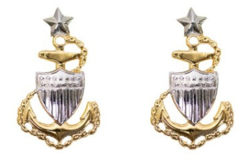 Coast Guard Metal Collar Device: E8 Chief Petty Officer: Senior- per pair