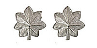 Army Officer Rank Insignia:Lieutenant Colonel - nickel plated- pair