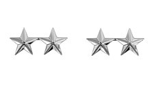 Army Officer Stars: nickel plated 1"- 2 star- pair