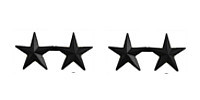 Army Officer Stars: black metal- 2 star- pair