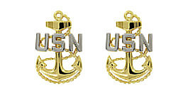 Navy Collar Device: E7 Chief Petty Officer - clutch back- pair