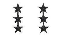 Air Force Officer Stars- Coat Device Three star- black metal- pair