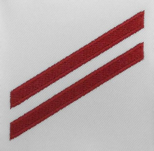 Navy E2 Rating Badge: Fireman Apprentice - red chevrons on white CNT