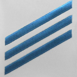 Navy E3 Rating Badge: Constructionman - blue chevrons on white CNT