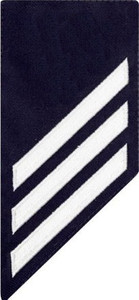 Coast Guard E3 Rating Badge: white chevrons on blue
