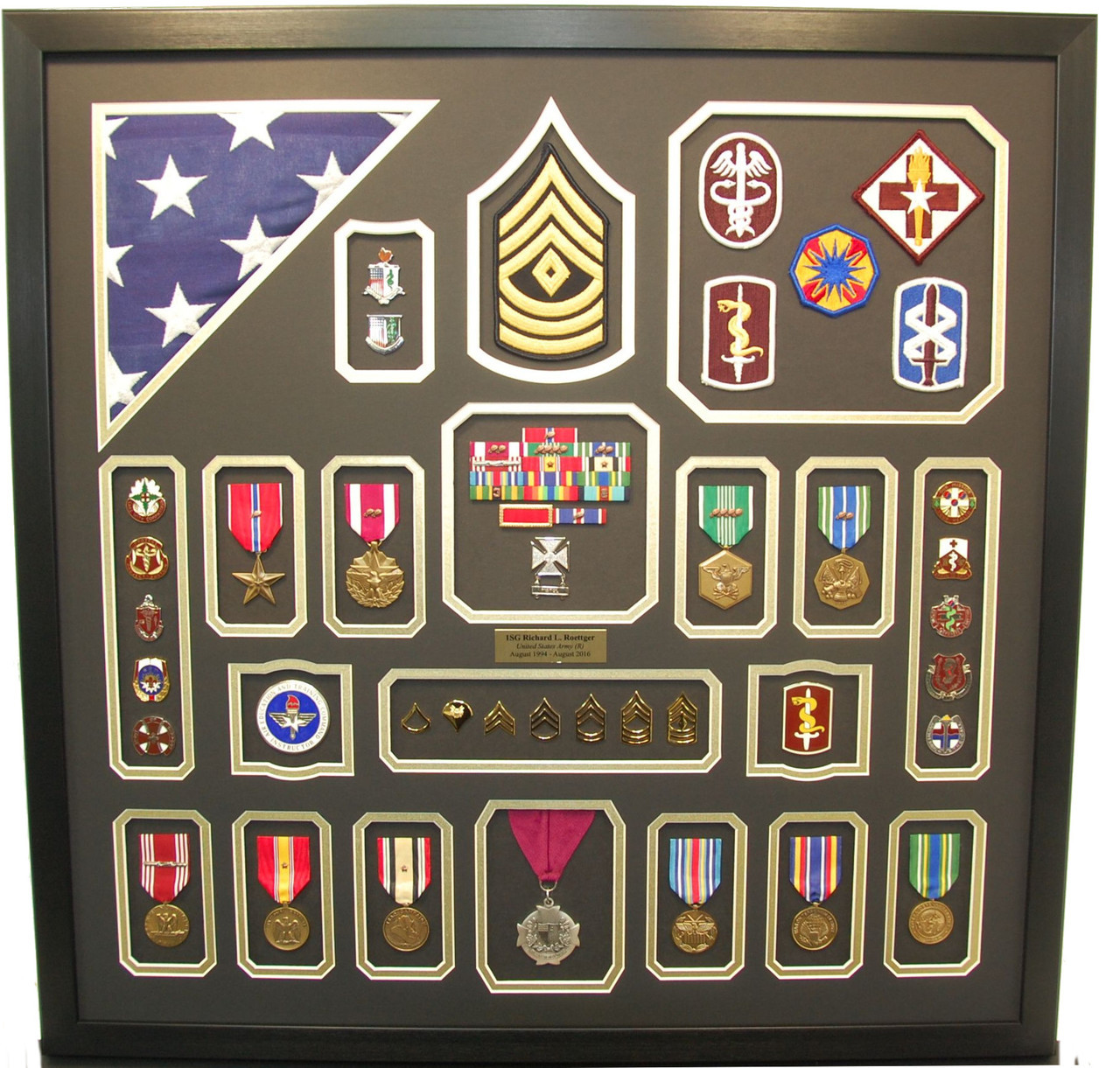 U S Army Retirement Shadow Box With Flag Military Memories And More