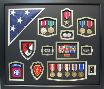 US ARMY CW3 Shadow Box Display with Flag