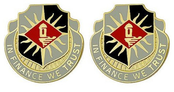 Army Crest: 338th Finance Battalion - In Finance We Trust- pair