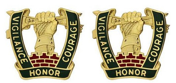 Army Crest: 705th Military Police Battalion - Vigilance, Honor, Courage- pair