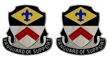 Army Crest: 9th Finance Battalion - Vanguard of Support- pair