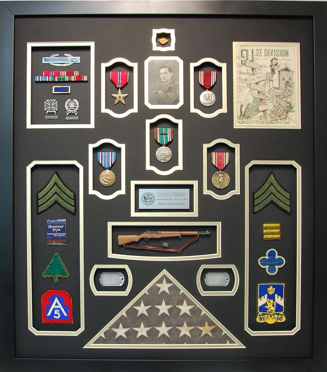 World War II US Army Shadow Box with Miniature Rifle