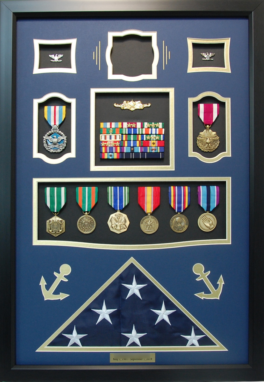 US Coast Guard Captain Shadow Box Display