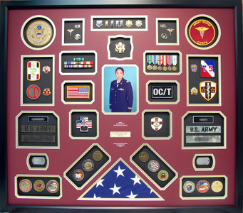 U.S. Army LTC Nurse Corps Retirement Shadow Box with Flag