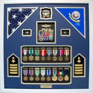 U.S. Navy Captain Dual Flag Shadow Box Display