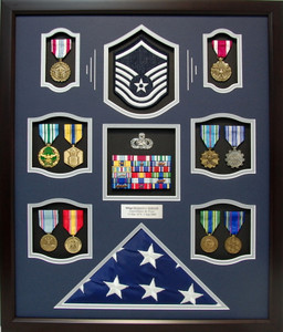 U.S. Air Force MSgt Flag Shadow Box Display