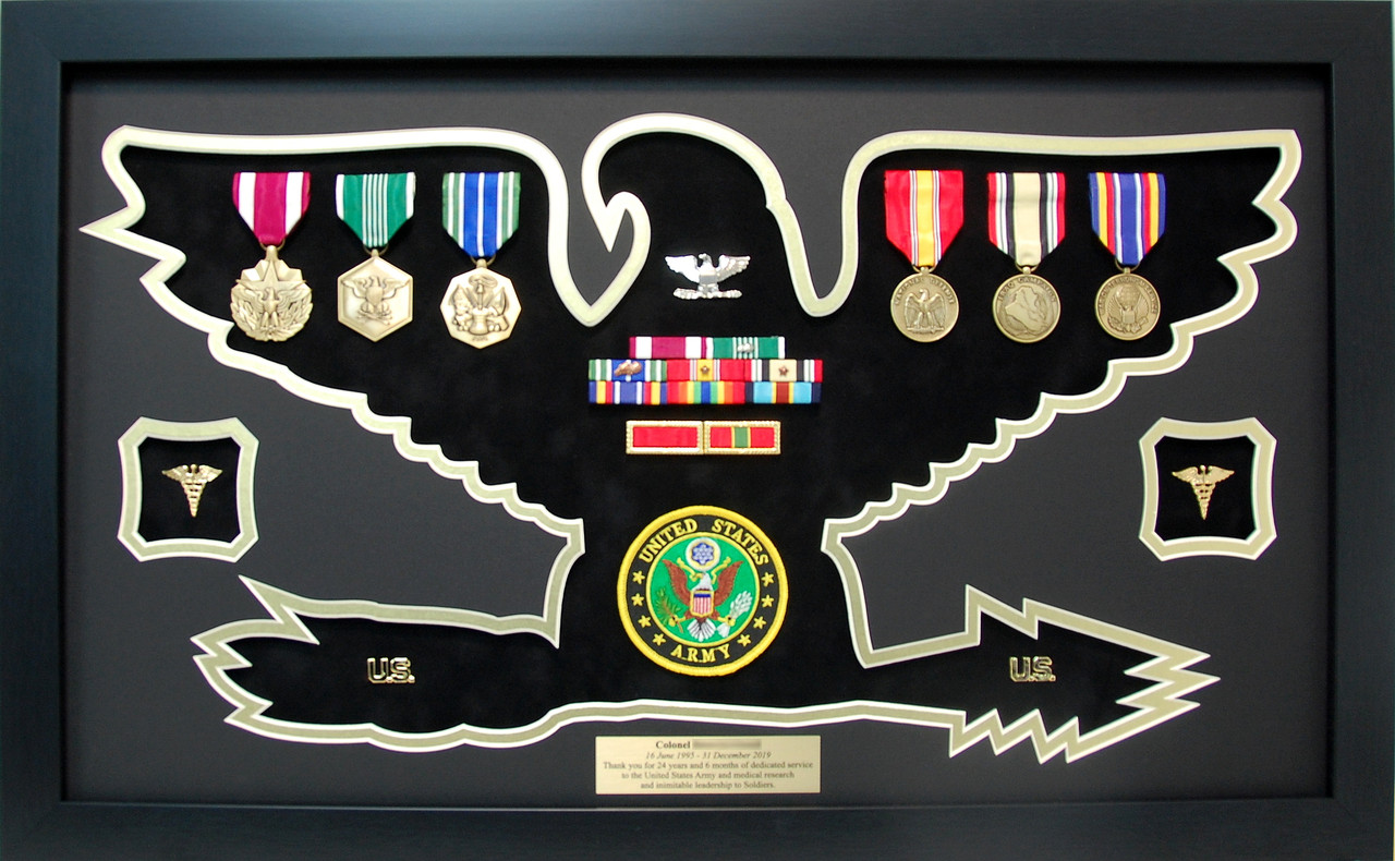 U.S. Colonel Rank Shaped Retirement Shadow Box