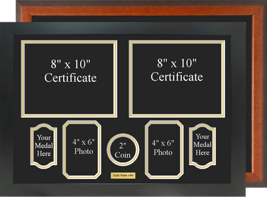 17" x 24" Double Certificate Frame w/ (2) Medals (2) Photos